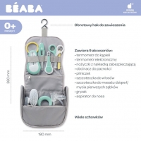 Kosmetyczka z 9 akcesoriami do pielęgnacji niemowląt Grey | Beaba