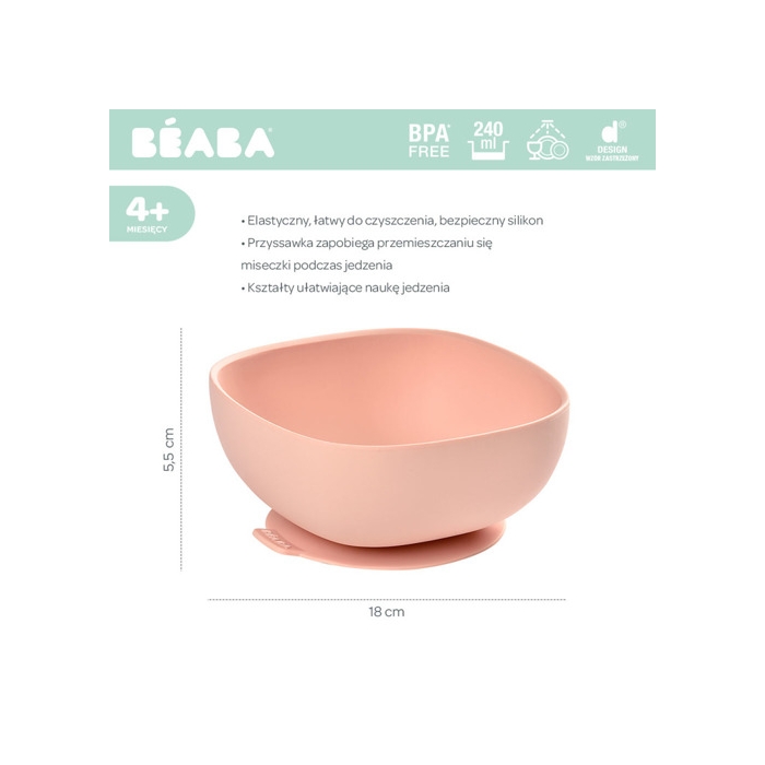 Silikonowa miseczka z przyssawką pink | Beaba