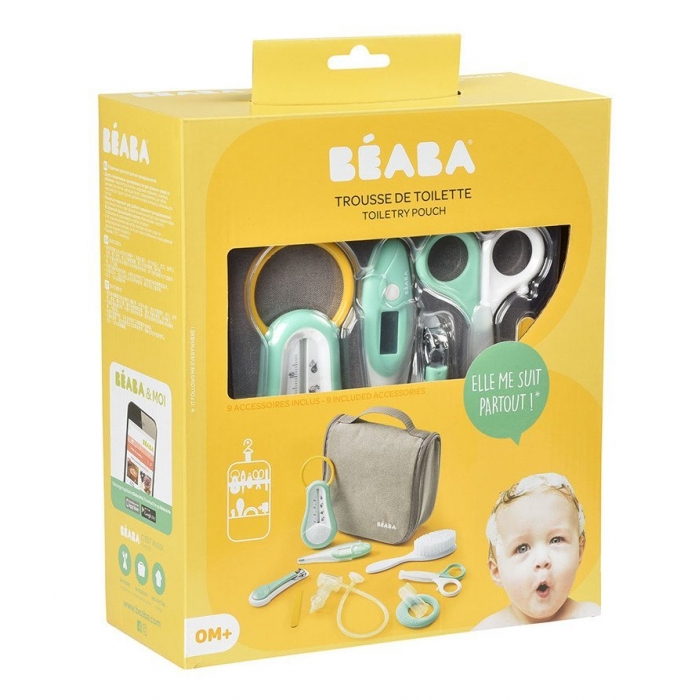 Kosmetyczka z 9 akcesoriami do pielęgnacji niemowląt Grey | Beaba