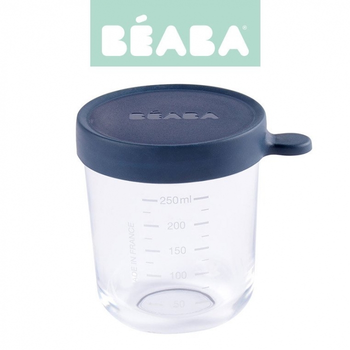 Pojemnik słoiczek szklany z hermetycznym zamknięciem 250 ml dark blue | Beaba