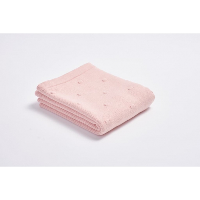 Kocyk tkany Dots & Knots 75x90cm - jasny różowy | BimBla