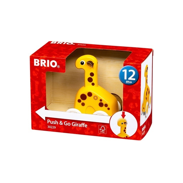Drewniana zabawka Naciśnij i Jedź Żyrafa | BRIO