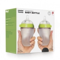 2 Antykolkowe butelki silikonowe MOM'S BREAST 150 ml Green NEWBORN 2 pack | COMOTOMO