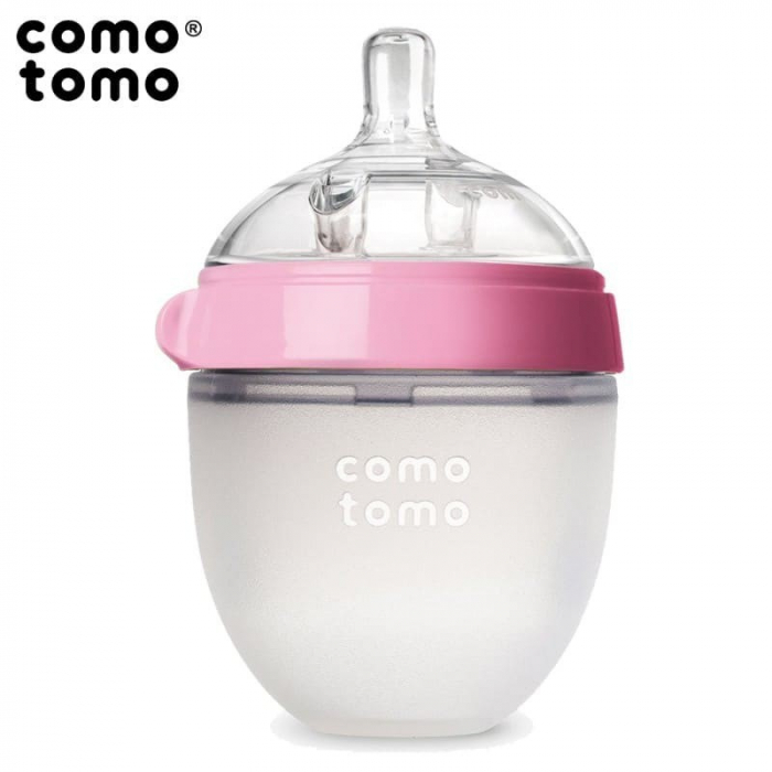 Antykolkowa butelka silikonowa MOM'S BREAST 150 ml Pink NEWBORN | COMOTOMO