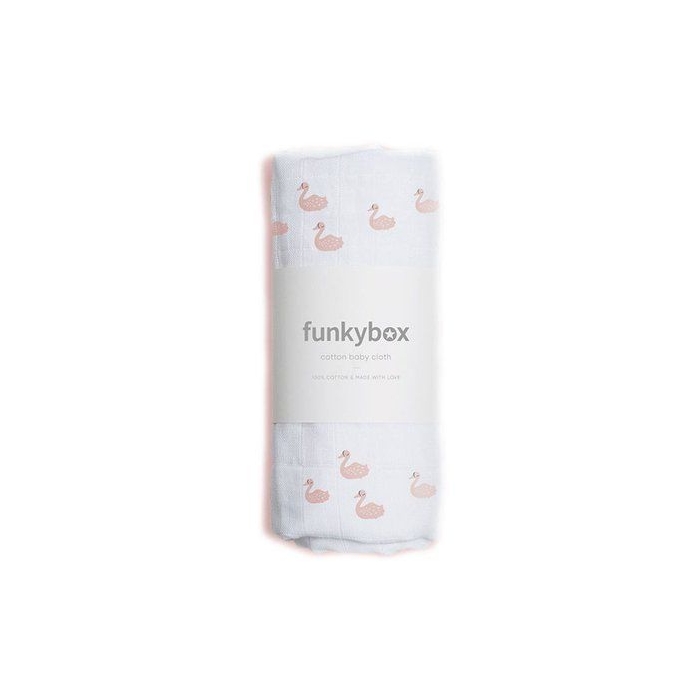Pieluszka Bawełniana 70x70cm - Pink Swan | FunkyBox