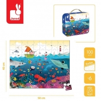 Puzzle w walizce Podwodny świat 100 elementów 6+ | Janod