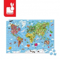 Puzzle w walizce Ogromna mapa świata 300 elementów 7+ | Janod