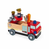 Drewniany wóz strażacki do składania z narzędziami Brico'kids | Janod