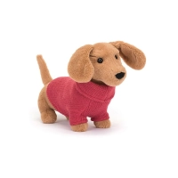 Piesek Jamnik w Sweterku Różowym 14 cm | JellyCat