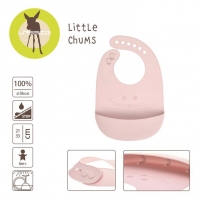 Śliniak silikonowy z kieszonką Little Chums Mysz różowy | Lassig
