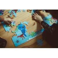 Puzzle Świat dinozaurów z elementami w kształcie dinozaurów 80 elementów 5+ | Mudpuppy