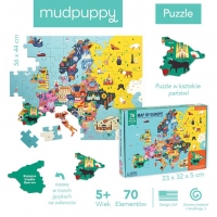 Puzzle Mapa Europy z elementami w kształcie państw 5+ | Mudpuppy