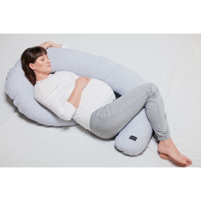 Pokrowiec na poduszkę ciążową Minky - Kremowo-Szary | Poofi