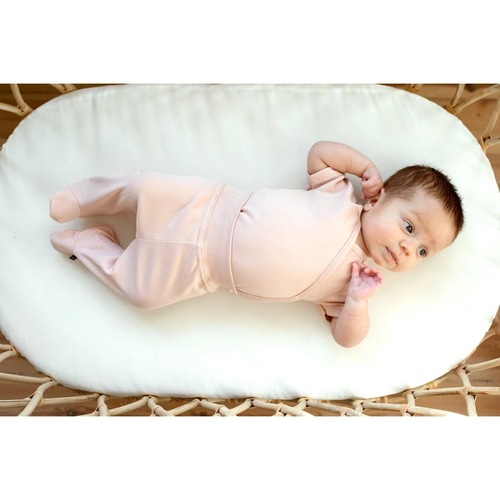 Body niemowlęce z krótkim rękawem Organic Cotton - Pudrowy | Poofi