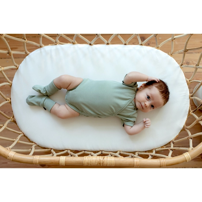 Body niemowlęce z krótkim rękawem Organic Cotton - Szałwia | Poofi