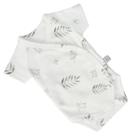 Body niemowlęce z krótkim rękawkiem Organic Cotton - Grey Leaves | Yosoy