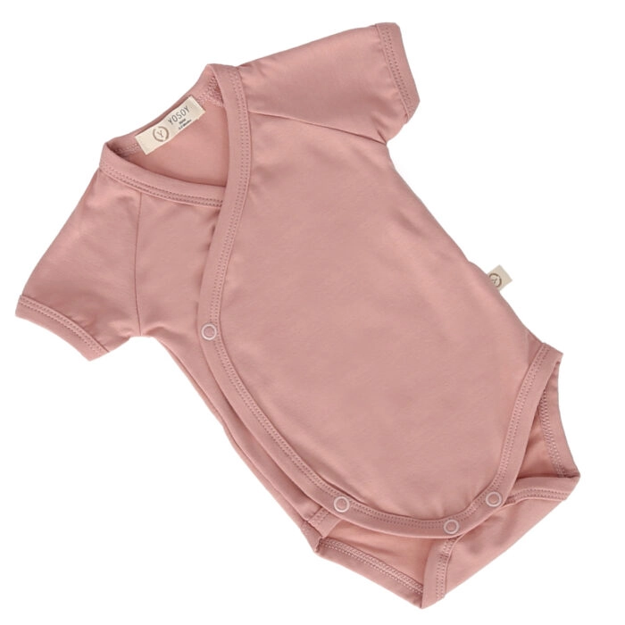 Body niemowlęce z krótkim rękawkiem 100% bambus - Dusty Pink | Yosoy
