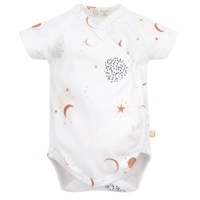 Body niemowlęce Organic Cotton krótki rękaw - Sky Stars | Yosoy