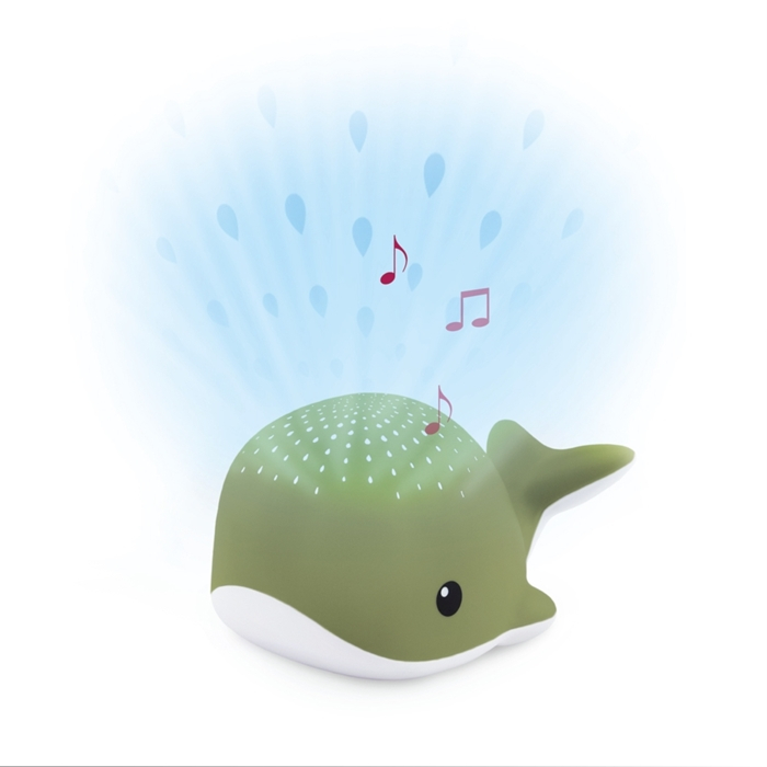 Projektor z dźwiękami i czujnikiem płaczu Wieloryb WALLY Green | Zazu